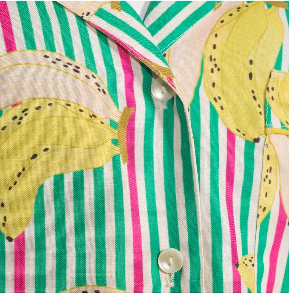 Multicolor Satin Banana Stripe Nightshirt L/XL